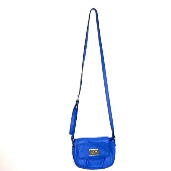 Michael Kors Small Crossbody Bag Blue Silver Toned Hardware Adjustable Strap - Picture 1 of 8